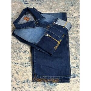 Vintage ENYCE Denim Set 2003 Jacket Large Jeans 32 Y2K Hip Hop Embroidered